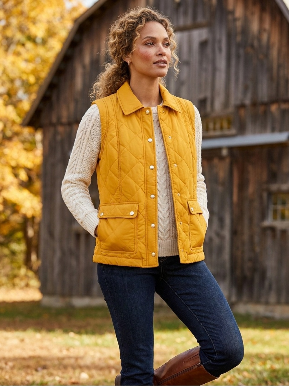 Talbots Quilted Golden Yellow Vest